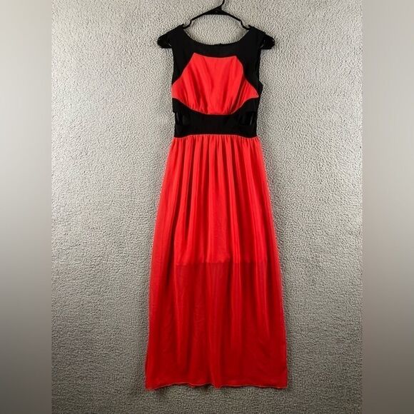 Sweet Storm Dress Womens Small Red Black Maxi Cutouts Sleeveless - Picture 1 of 9